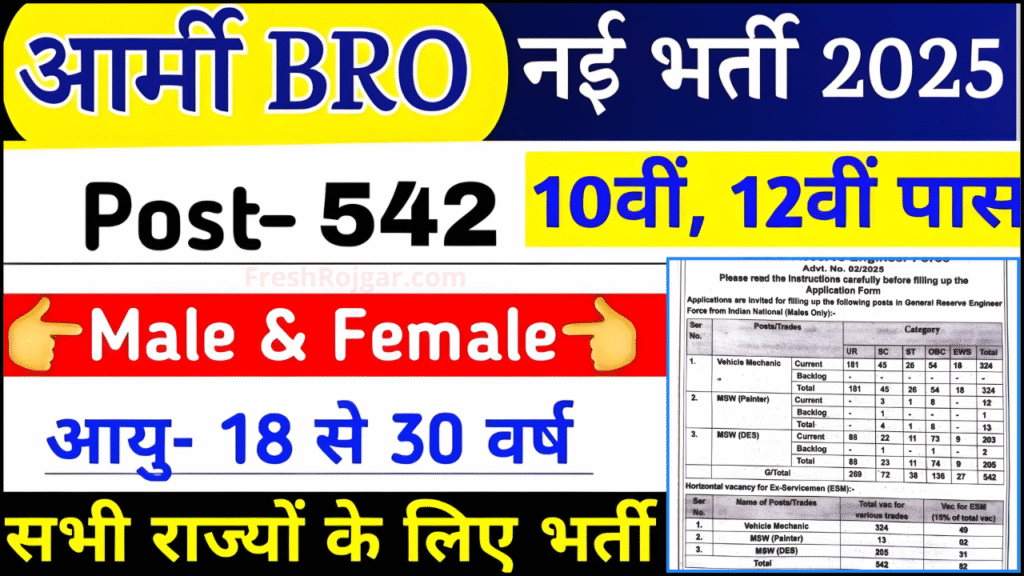 BRO Recruitment 2025 Notification Application Form for 542 Posts ...